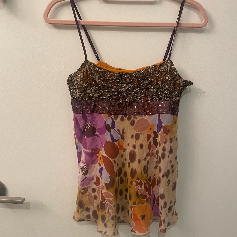 Arden B vintage y2k silk colorful 13 going on 30 spaghetti strap tank Sz small
